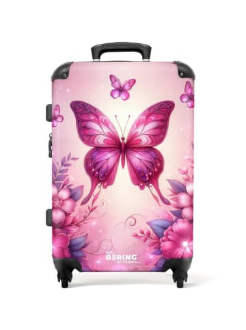 NoBoringSuitCases Suitcase Rosa Blumen & Schmetterlinge Design mit