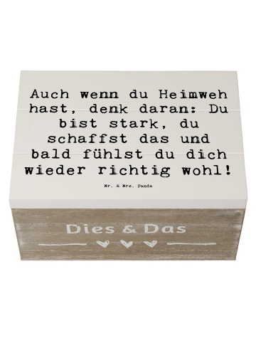Mr. & Mrs. Panda Holzkiste Spruch Heimweh überwinden mit Spruch in Weiß