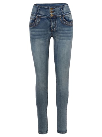 KOROSHI LANGE JEANS SCHMALE HOSE in blau