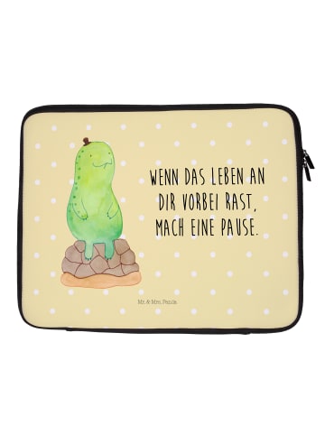 Mr. & Mrs. Panda Notebook Tasche Schildkröte Pause mit Spruch in Gelb Pastell