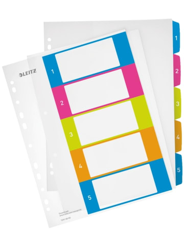 Leitz Plastikregister Wow 1-5 A4 PP 5 Blatt farbig