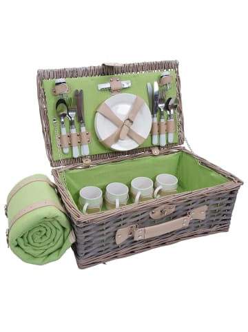 MCW Picknickkorb-Set B24 für 4 Personen, Grau-grün