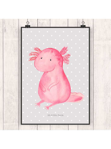 Mr. & Mrs. Panda Poster Axolotl Niedlich ohne Spruch in Grau Pastell