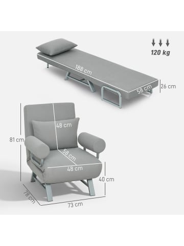 HOMCOM Schlafsessel-78L x 73B x 81H cm-Hellgrau