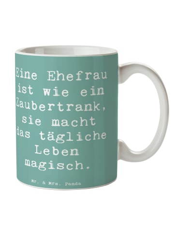 Mr. & Mrs. Panda Teetasse Spruch Magische Ehefrau mit Spruch in Meeresbrise