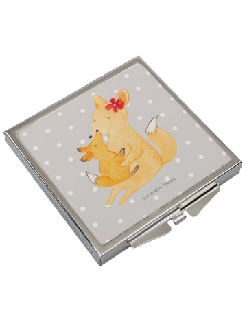 Mr. & Mrs. Panda Handtaschenspiegel quadratisch Fuchs Mama ohne ... in Grau Pastell
