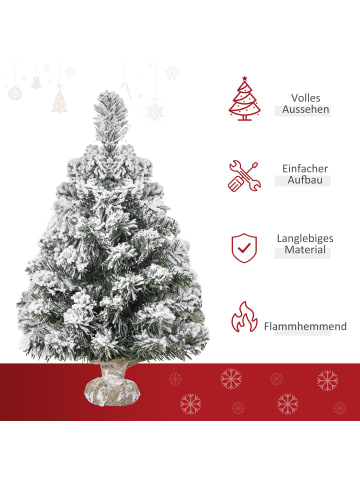 HOMCOM Weihnachtsbaum-32L x 32B x 60H cm-Grün+Weiß