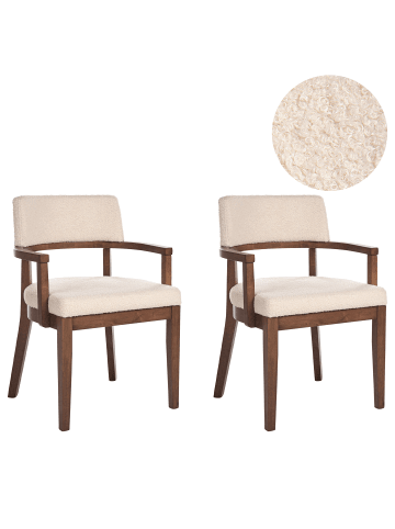 Beliani 2er-Set Esszimmerstuhl DALBO in Beige/Braun
