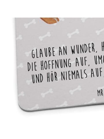 Mr. & Mrs. Panda Tischuntersetzer Hund Marienkäfer mit Spruch in Grau Pastell