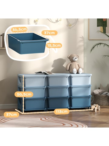 HOMCOM Spielzeugkiste,Blau,113L x 37B x 56,5H cm