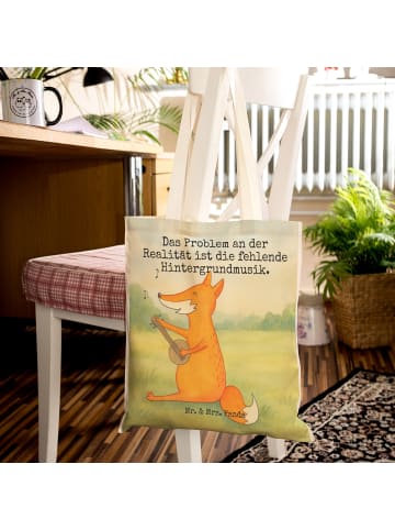 Mr. & Mrs. Panda Schultertasche Fuchs Gitarre Design mit Spruch in Weiß
