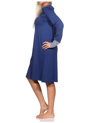 NORMANN Nachthemd Bündchen Kuschel interlock - 82148 in marine