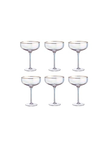 Butlers 6x Champagnerschalen mit Goldrand 400ml SMERALDA in Transparent