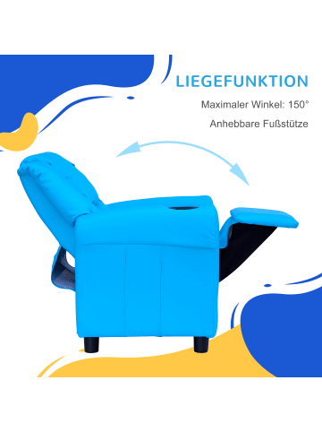 HOMCOM Kindersofa in Blau 62L x 52B x 69H cm