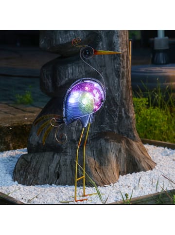 MARELIDA LED Solar Gartenfigur Vogel in bunt - H: 57cm