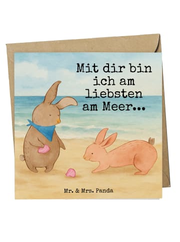 Mr. & Mrs. Panda Klappkarte Hasen Muschel Design mit Spruch in Weiß