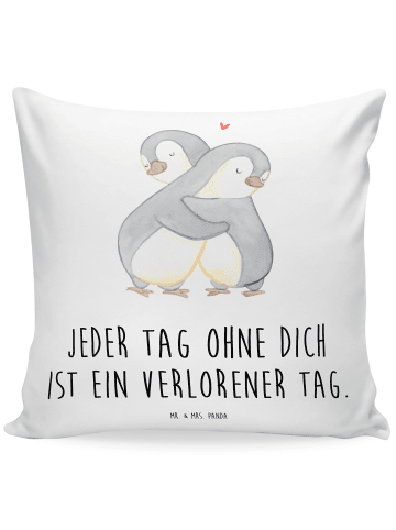 Mr. & Mrs. Panda 40x40 Kissen Pinguine Kuscheln mit Spruch in Weiß