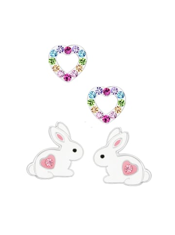 schmuck23 Ohrstecker Set Hase und Herz 925 Silber