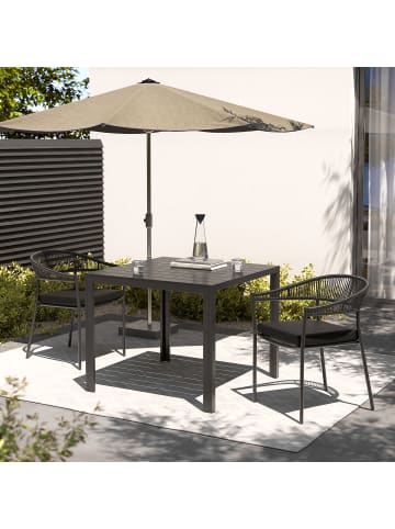 home24 home24 Stapelstuhl 2er-Set Schwarz - Stahl verzinkt, Polyrattan & Polyester - 55 x 76 x 58 cm in Schwarz