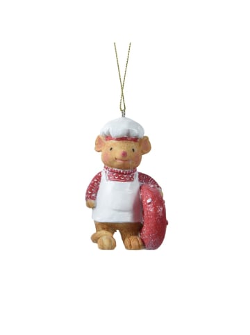 MARELIDA Weihnachtsbaumschmuck Maus mit Donut Polyresin H: 8,5cm in bunt