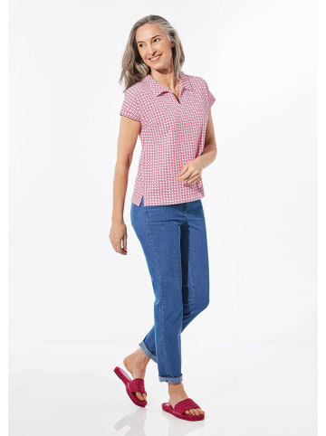 GOLDNER Jersey-Poloshirt ärmellos Jacquard in pink / weiß / gemustert