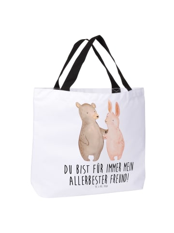 Mr. & Mrs. Panda Shopper Bär und Hase Umarmen mit Spruch in Weiß