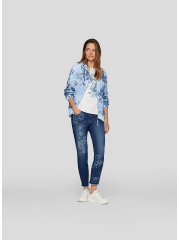 Rabe T-Shirt mit Denim-Print und Strassakzenten in Natur