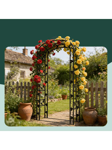 relaxdays Rosenbogen in Schwarz - (B)120 x (H)240 x (T)45 cm