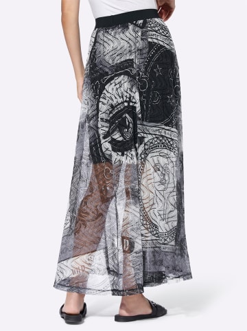 Heine Druck-Rock in weiß-schwarz-bedruckt