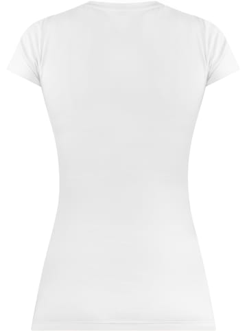 Janice 4 x Figurbetontes T-Shirt mit V-Ausschnitt Siena in Weiß/Schwarz/Petrol/Beige