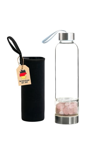 Intirilife Trinkflasche Wasserflasche mit Heilsteinen in Rosenquarz