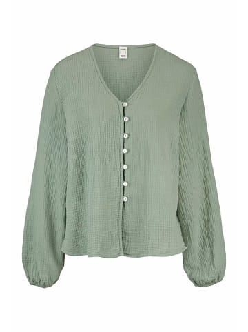 Hessnatur Hessnatur Musselin Bluse Relaxed aus reiner Bio-Baumwolle in mattgrün