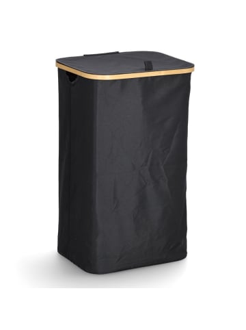 Zeller Wäschekorb mit Tasche in Schwarz, 44 x 33 x 70 cm