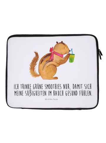 Mr. & Mrs. Panda Notebook Tasche Eichhörnchen Smoothie mit Spruch in Weiß