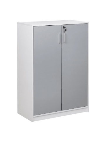 Beliani Büroschränke ZEHNA in Grau/Weiß - (W) 80 x (H) 117 x (L) 40 cm
