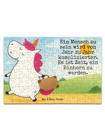 Mr. & Mrs. Panda Puzzlespiel Einhorn Koffer Design mit Spruch in Weiß