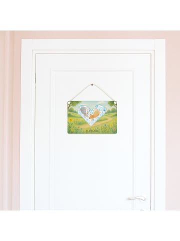 Mr. & Mrs. Panda Schild Mäuse Herz Design ohne Spruch in Weiß