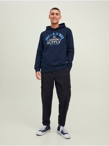 Jack & Jones Warmer Logo Print Hoodie Sweater Pullover JJELOGO in Navy