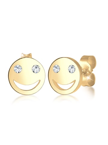 Elli Ohrringe 925 Sterling Silber mit Smiling Face in Gold