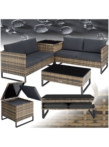tectake Rattan-Polyrattan-Sitzgruppe Ostuni mit wasserabweisenden Polstern