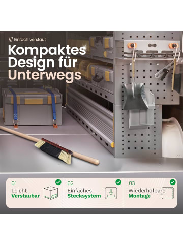 Novaliv 2X Zimmerbesen mit Stiel ROSSHAAR Mischung Besen weiche Borsten Schran in Braun