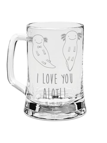 Mr. & Mrs. Panda Bierglas Axolotl Liebe mit Spruch in Transparent