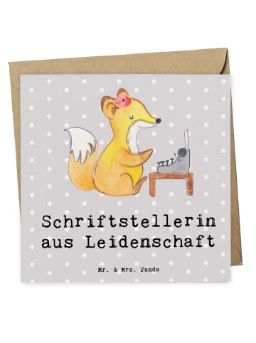 Mr. & Mrs. Panda Deluxe Karte Schriftstellerin Leidenschaft mit ... in Grau Pastell