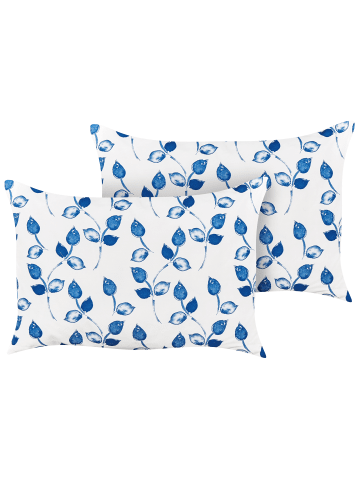 Beliani 2er-Set Gartenkissen TORBORA in Weiß/Blau