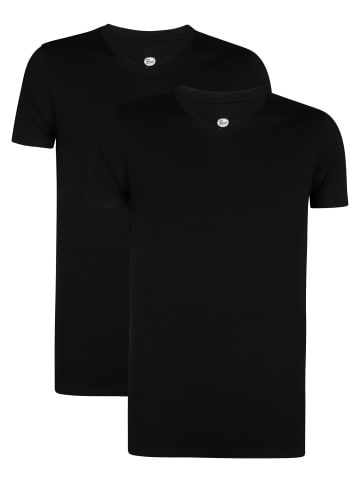 Petrol Industries 2er-Pack Basic T-Shirt V-Ausschnitt Legacy in Schwarz