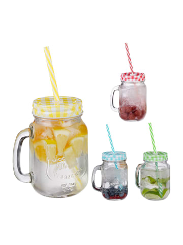 relaxdays 4 x Trinkglas in Transparent/ Bunt - 500 ml