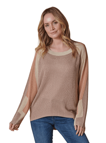 ZHRILL Damen Strickpullover ZHISABELLA LUREX in Braun