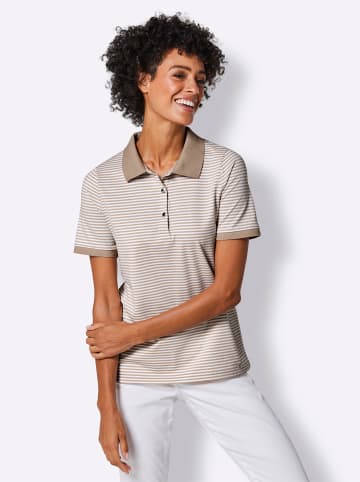 creation L Poloshirt in beige-weiß-geringelt