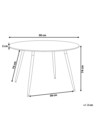 Beliani Esszimmertisch BOVIO in Schwarz/Braun - (W) 90 x (H) 74 x (L) 90 cm