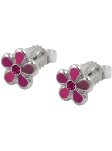 Gallay Ohrstecker Ohrring 6,5mm Kinderohrring Blume pink-lackiert Silber 925 in silber